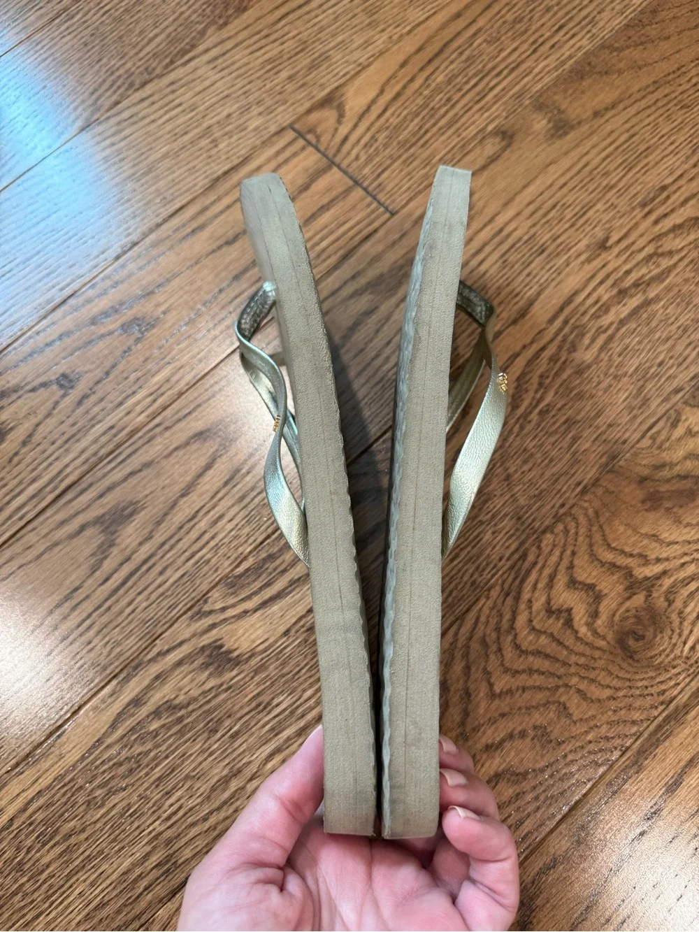 Tory Burch Metallic Gold Flip Flop Sandals - Women's, Size 8